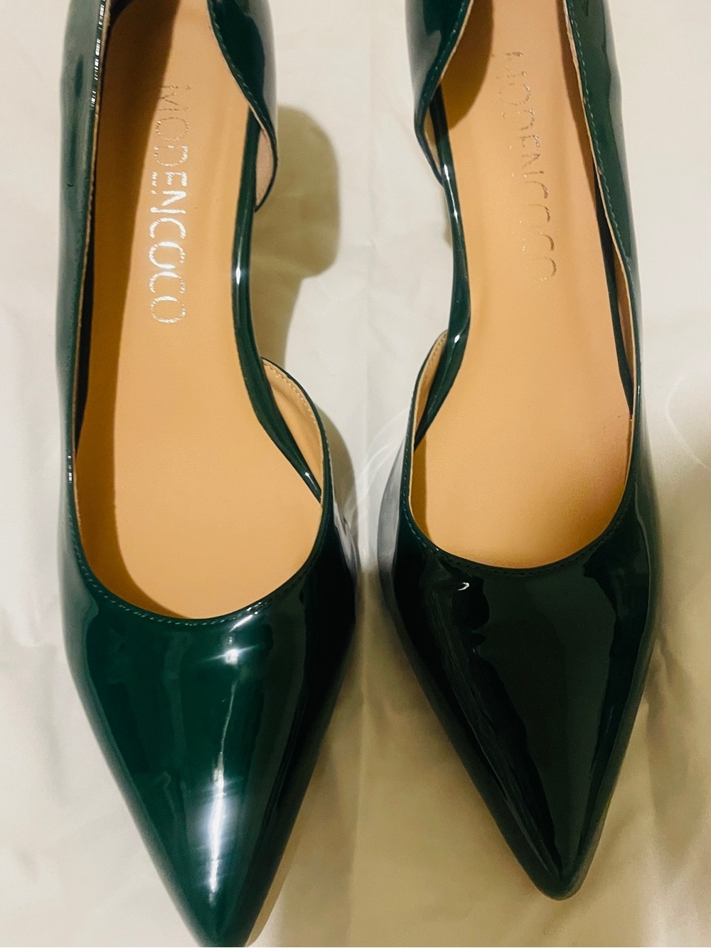 Patent Pointed-Toe Green Flats by